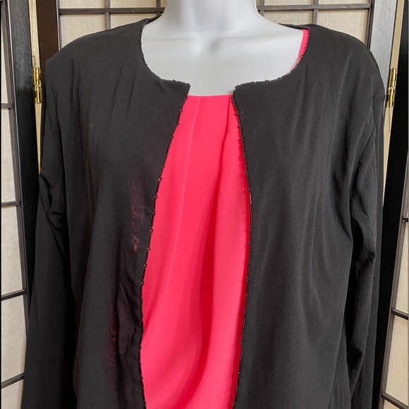 Fancy Semi Sheer Beaded Edge Open Face Cardigan - Picture 2 of 4